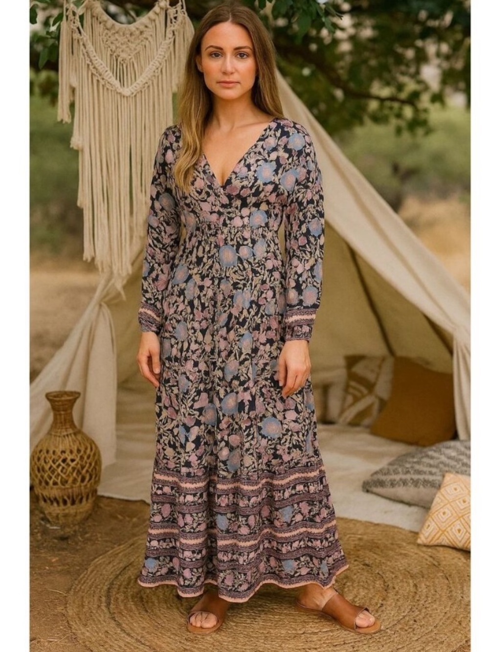 BILLABONG Floral Adore You Maxi Dress In Black Sands Sz. XS